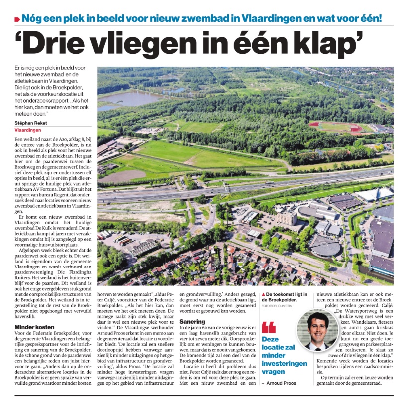 De afgelopen weken hebben we alle onderzoeksdocumenten voor het zwembad (en atletiek) naar de gemeenteraad gestuurd. Morgenavond volgt de bespreking. Het <a href="/ADnl/">AD.nl</a> heeft de stukken ook gezien en schrijft daar over: