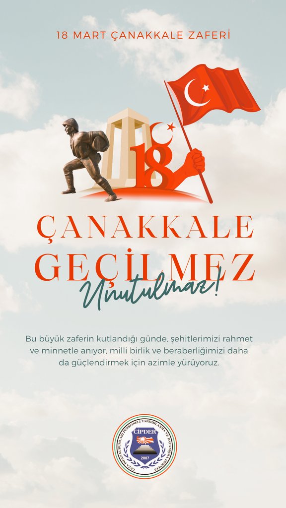 Cipder's tweet photo. Çanakkale Geçilmez 🇹🇷

Zaferin 109. yıl dönümünde başta Gazi Mustafa Kemal Atatürk olmak üzere tüm şehit ve gazilerimizi rahmetle anıyoruz. @adalet_bakanlik @ctekurumsal @yilmaztunc @YavuzEnis @cipder https://t.co/IdNCH57NMc
