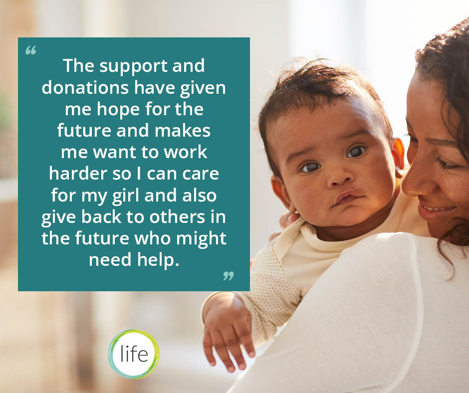 Here's a bright start to your Monday 🌟 Emily*, one of our clients, is thanking YOU for supporting her into motherhood. Thanks for being on Team Life!