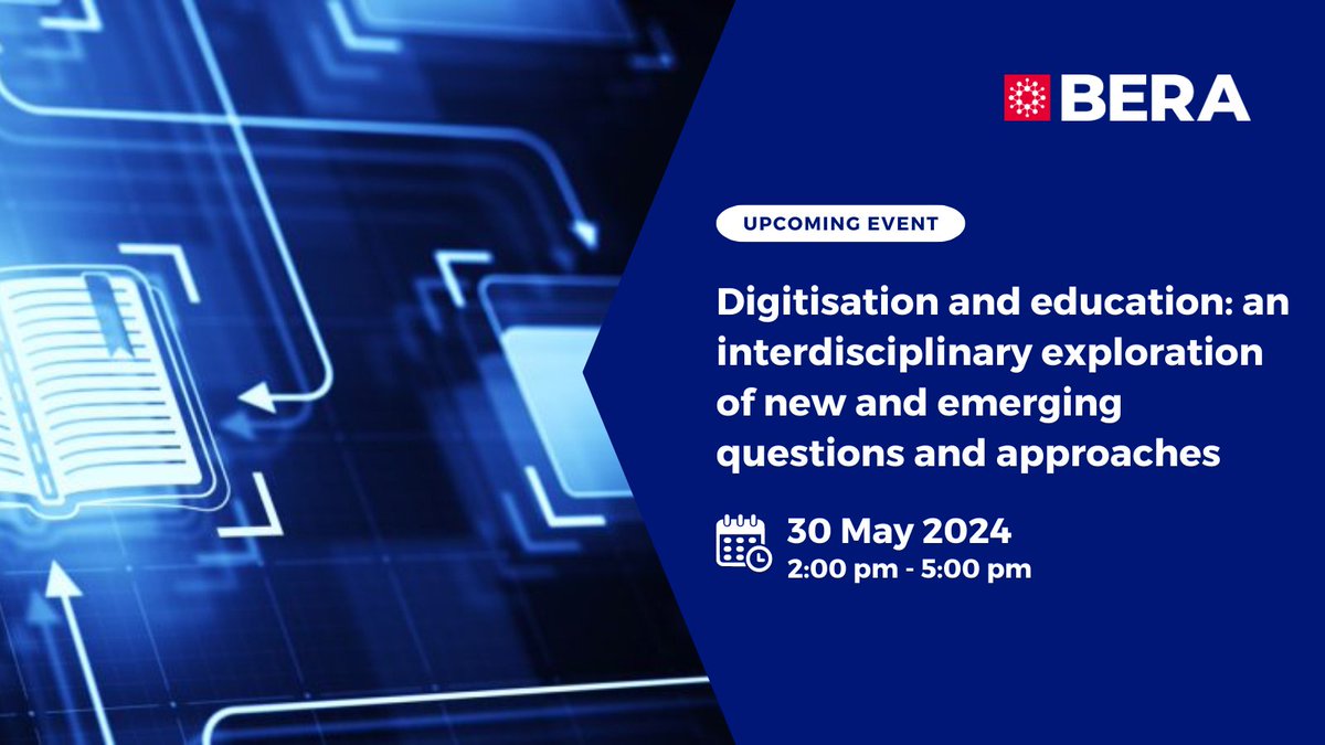 📣 Call for abstracts! Digitisation and education: an interdisciplinary exploration of new and emerging questions and approaches Joint event with @Beradigitaled @Beraphilosophy SIGs Find out more here: bera.ac.uk/event/digitisa…