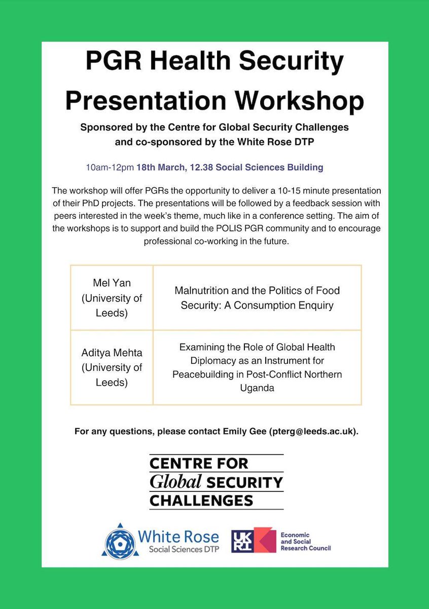 📣POLIS PGR Health Security Workshop taking place today at 10am. See you there! @SCJ_WRDTP