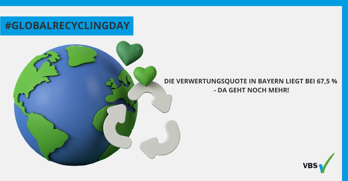 VBS_eV's tweet photo. Heute ist der #GlobalRecyclingDay . Wir können das #Recycling ausbauen. Wertstoffhöfe sollten nur noch für geeignete, z. B. gefährliche Abfälle und lediglich ergänzend zum Holsystem für Massenströme wie #Papier und #Bioabfall genutzt werden. https://t.co/b1yRJJH3GB