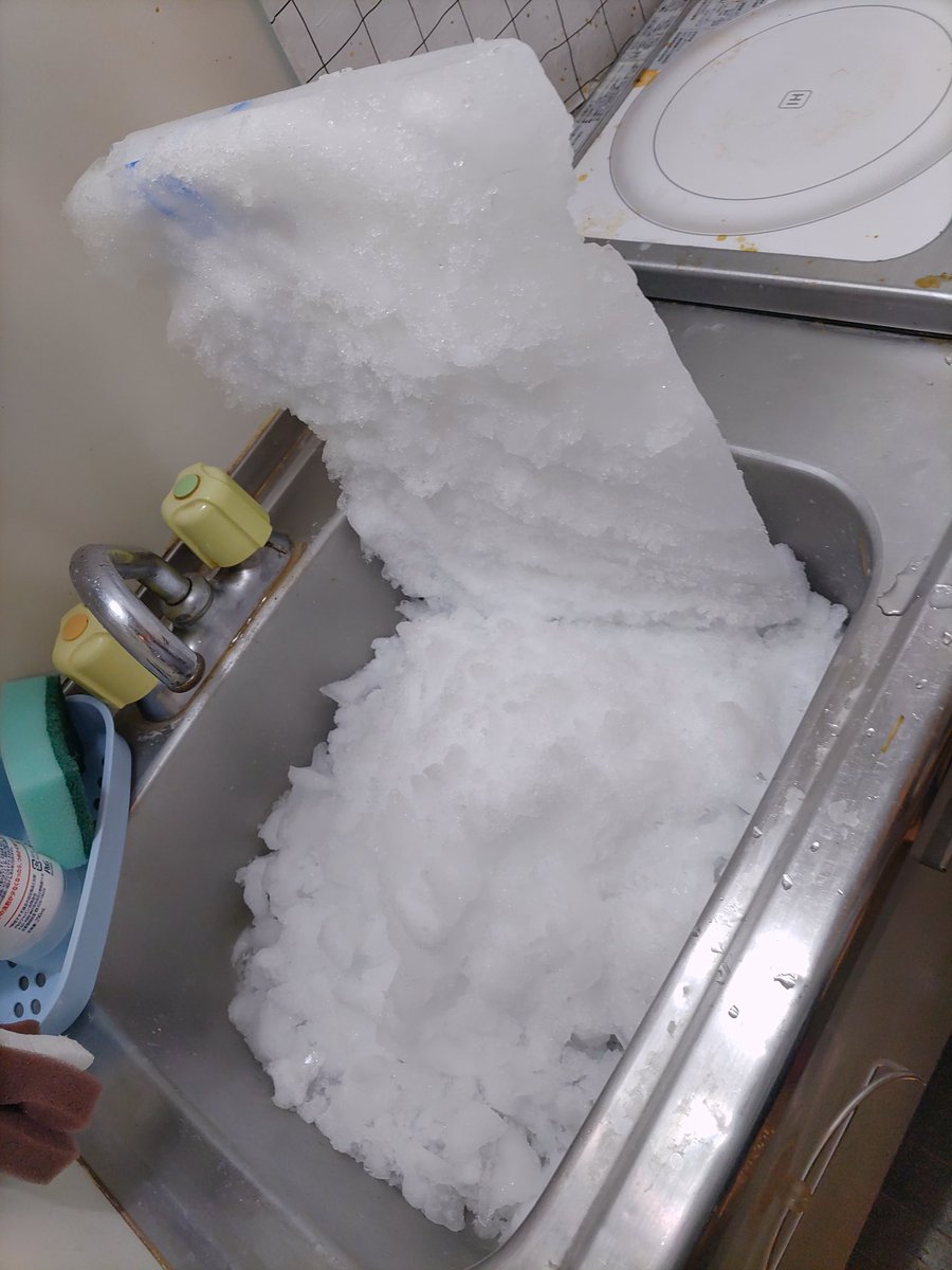 IIIII111lll's tweet photo. 引っ越し前に冷凍庫の壁に付いてた氷を掃除したんやけど、メンテナンス必要だと学びました https://t.co/HiRmdcsl5M