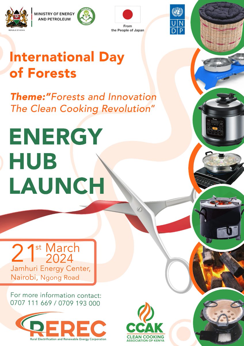 🎉🌳🔥✨ Come join us in celebrating the launch of the Clean Cooking Energy Hub at Jamhuri Energy Center on this International Day of Forests, which falls on March 21, 2024. 🌍 For more information, please contact 0707111669 / 0709193000. 📞🌟