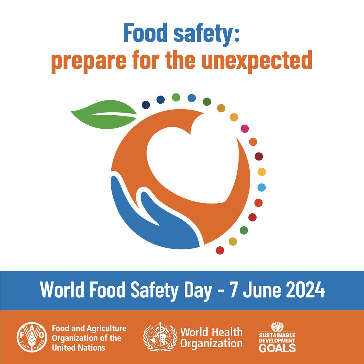 📝 | #WorldFoodSafetyDay is an important way of:

🔸making people aware of food safety issues
🔸demonstrating how to prevent illness through #FoodSafety
🔸promoting solutions and ways of being more food safe

👉 Join us on 7 June❗️

➕ℹ️➡️ bit.ly/WFSD-24