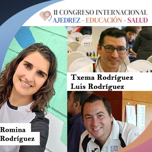 ¡Conoce a nuestros ponentes! 📷📷 
16.Luis Rodriguez, Txema Rodriguez y Romina Rodríguez 
Monitores de ajedrez educativo basado en valores y conocimientos teoricos. Especializados en entrenamientos a diferentes niveles. 

 ¿Cuál de nuestros ponentes quieres escuchar?