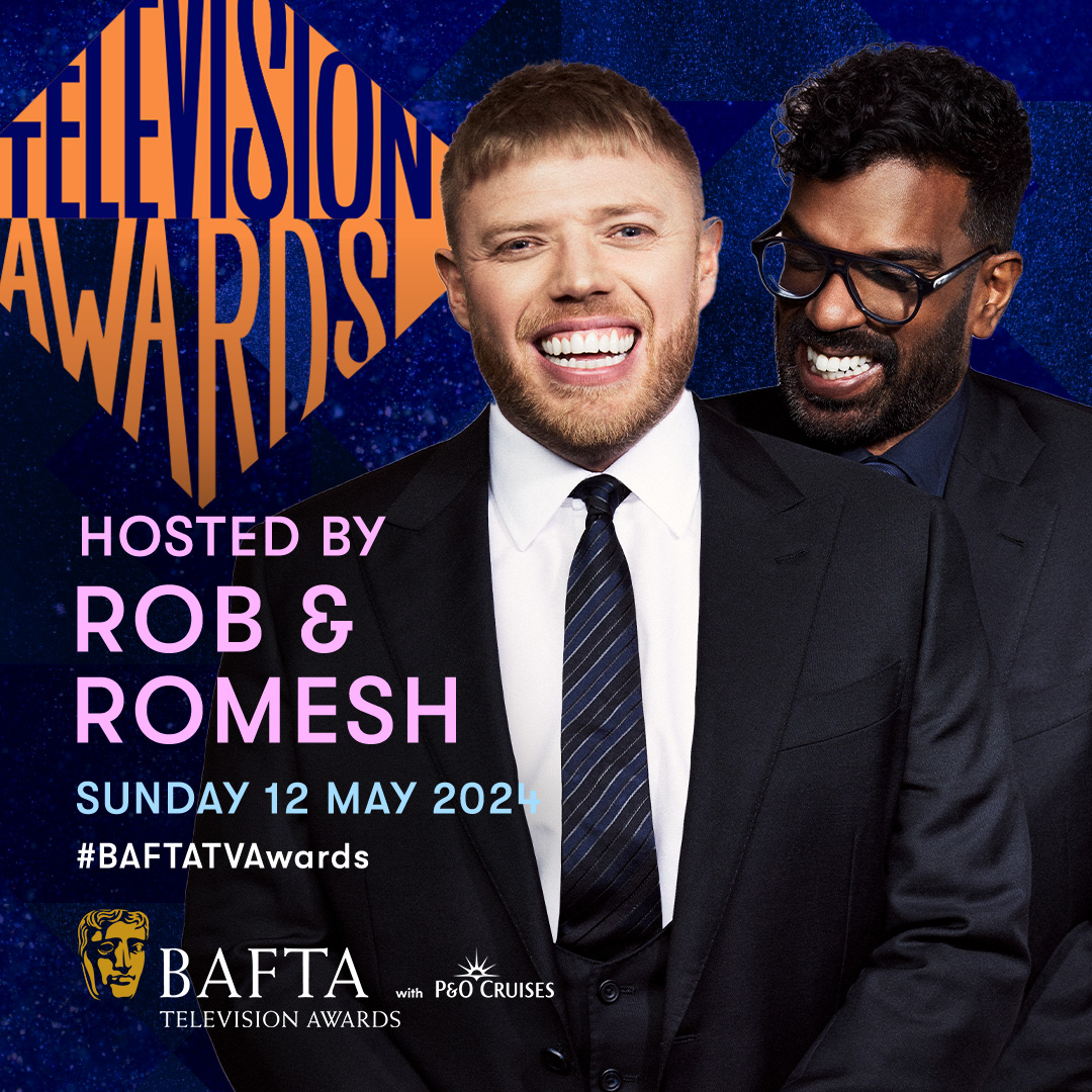 BAFTA's tweet photo. Back and better than ever (hopefully)

Your #BAFTATVAwards with @pandocruises hosts are Rob Beckett and Romesh Ranganathan! 🤩 https://t.co/7VViM8ZJ4B