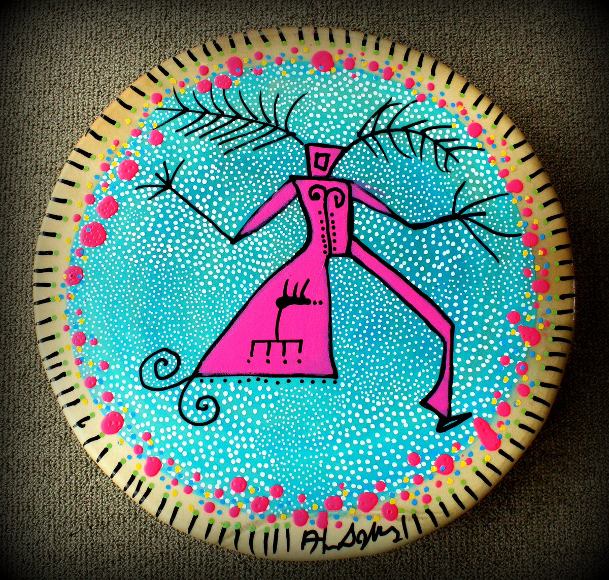 The Daily Drum
Today I am posting a “Two-Spirit Drum”.
“Two Spirit” is a term used within Indigenous communities, encompassing cultural, spiritual, sexual and gender identity. The term reflects Indigenous understandings of gender roles, spirituality, and the history of diversity.
