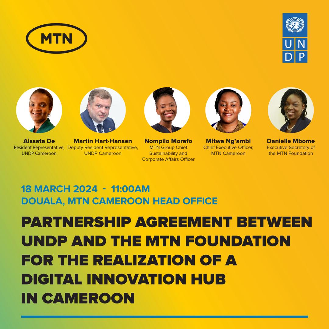 .@NompiloMMorafo, .@mkngambi and Danielle Mbome will join .@UNDP Executives in a unique ceremony to ignite the foundation for the realization of a multipurpose Digital Innovation Hub in Cameroon. #DoingGoodTogether #DoingForTomorrowToday #SDG9 #SDG17