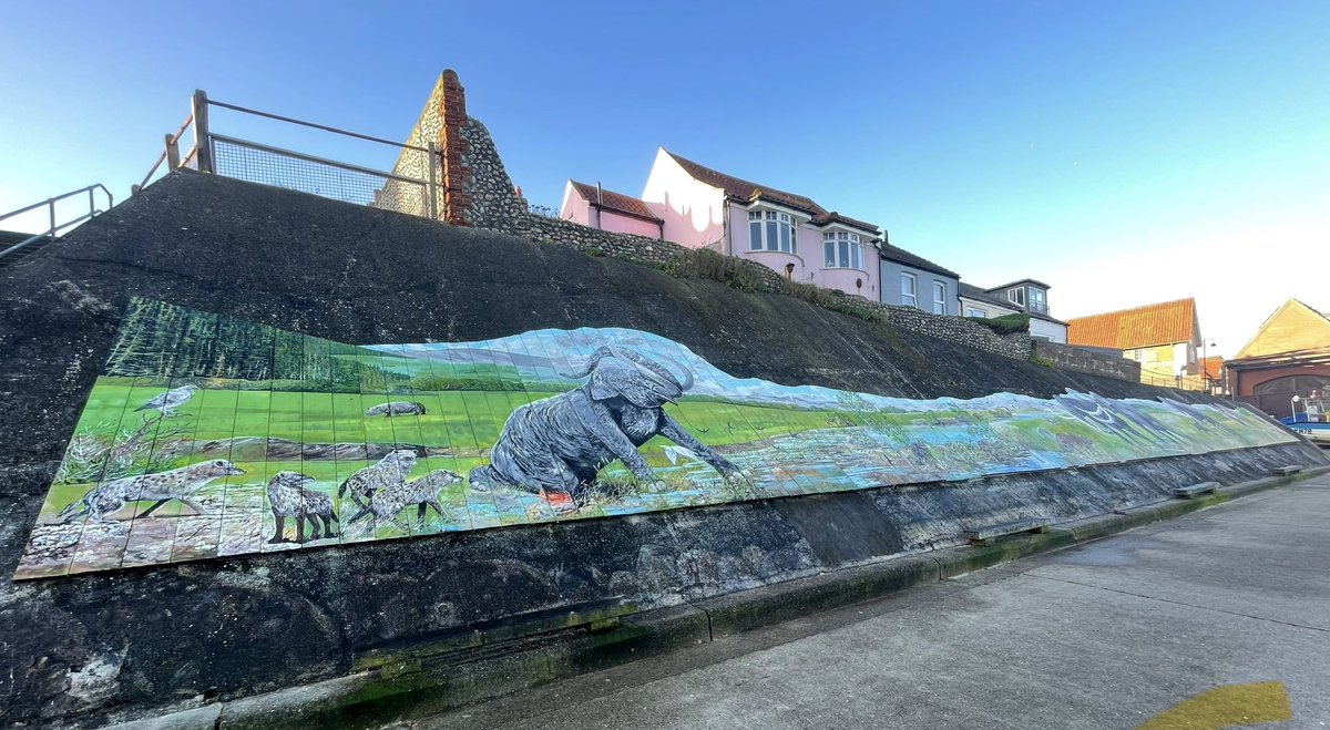 A very pleasant pre work stroll along the prom and my first chance to see the new mural some of our local talented artists & handymen have produced. Now in situ to the east side of @SheringhmMuseum @JustRegional @EDP24 @lesfisher6 @ChrisDoward @MrsTruckerTerry @BitternLine