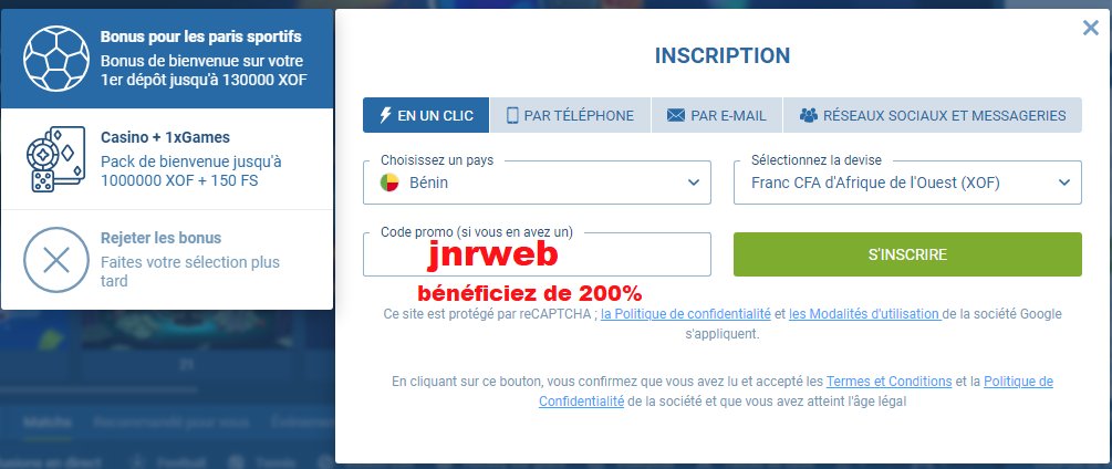 codepromoJNRWEB's tweet image. 🚨🤑 Pariez et Gagnez gros en créant un nouveau compte #1XBET avec le code promo : jnrweb et bénéficiez de 200% et 130$ offerts au premier dépôt. 🎁💸😍
📣Utilise le code promo jnrweb et gagne jusqu'à 200%
➡️𝟏𝐗𝐁𝐄𝐓:CODE PROMO 👉 jnrweb
🔗 refpa4293501.top/L?tag=d_438141…