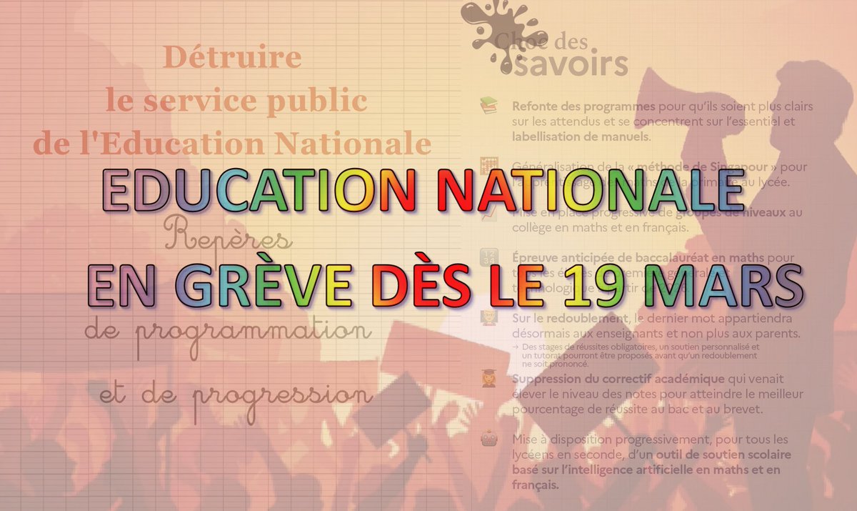 hiatusse's tweet photo. #StopChocDesSavoirs
#StopSNU
#StopUniforme
#StopToxicMacronie
#SauvonsNosServicesPublics
#OnBloqueTout
📢 #greve19mars #GreveReconductible !! https://t.co/IJhzkgi356