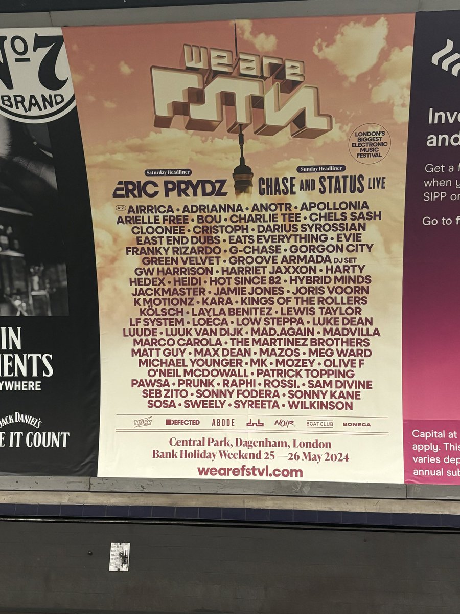 Saw a man at Tooting Broadway taking a picture of this concert line up.  I could just tell by the expression on his face he was a sugar daddy taking it for his sugar baby with a text saying, ‘good morning babe, this looks fun. Maybe we can go in May’.