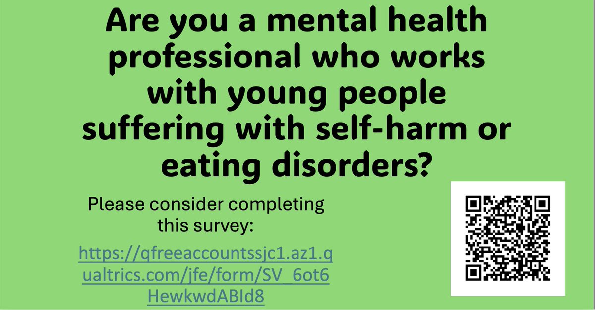 shrinkable1's tweet photo. If you are a UK based professional working with young people with self-harm or eating disorders please consider completing this survey.  https://t.co/J6KFMcep9h #mentalhealth #psychology #Paediatrics #Psychiatry #research https://t.co/ZIE6wHkIqS