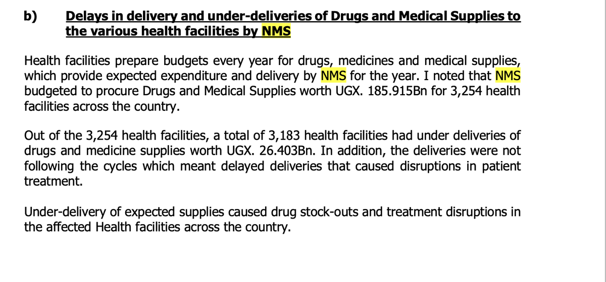 Sambannz's tweet photo. 3,183 health facilities out of 3,254 health facilities had under deliveries of drugs and medicine supplies worth Ugx 26,403,000,000 last year.

As you can see, what is she saying is JUST PR. https://t.co/hu2lXASubn