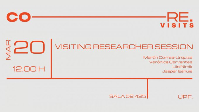 Comunicació UPF (@comunicacioupf) on Twitter photo <a href="/JOVIScom_UPF/">JOVIS.com</a> <a href="/Monica_Figueras/">Mònica Figueras Maz</a> <a href="/UPFBarcelona/">UPF Barcelona</a> <a href="/CFeixa/">Carles Feixa</a> <a href="/rogerssmm/">roger soler i martí</a> <a href="/eballeste12/">Eduard Ballesté</a> <a href="/mittzyac/">Mittzy</a> <a href="/soniapdlt/">Sonia Páez de la Torre</a> <a href="/joventutcat/">Joventut</a> <a href="/ACPJoventut/">Associació Catalana de Professionals de Joventut</a> <a href="/ReGenerationUPF/">Re|Generation</a> Seguim amb un nou seminari #COREUPF! Comptarem amb la presència de Martín Correa-Urquiza, Liis Nimiks, Verónica Cervantes i Jasper Eshuis.
🗓️ 20/03/24
🕛12.00 h
📌#CampusDelPoblenou
📝Requereix inscripció prèvia 👉bit.ly/4cgJyoC
#UPFCommResearch <a href="/JOVIScom_UPF/">JOVIS.com</a> <a href="/Monica_Figueras/">Mònica Figueras Maz</a> <a href="/UPFBarcelona/">UPF Barcelona</a> <a href="/CFeixa/">Carles Feixa</a> <a href="/rogerssmm/">roger soler i martí</a> <a href="/eballeste12/">Eduard Ballesté</a> <a href="/mittzyac/">Mittzy</a> <a href="/soniapdlt/">Sonia Páez de la Torre</a> <a href="/joventutcat/">Joventut</a> <a href="/ACPJoventut/">Associació Catalana de Professionals de Joventut</a> <a href="/ReGenerationUPF/">Re|Generation</a> Seguim amb un nou seminari #COREUPF! Comptarem amb la presència de Martín Correa-Urquiza, Liis Nimiks, Verónica Cervantes i Jasper Eshuis.
🗓️ 20/03/24
🕛12.00 h
📌#CampusDelPoblenou
📝Requereix inscripció prèvia 👉bit.ly/4cgJyoC
#UPFCommResearch