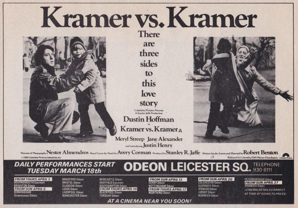 Forty-four years ago today at the Odeon Leicester Square, there were three sides to this love story… -#KramerVsKramer #1970s #film #films #DustinHoffman #MerylStreep #RobertBenton #JustinHenry #OdeonLeicesterSquare