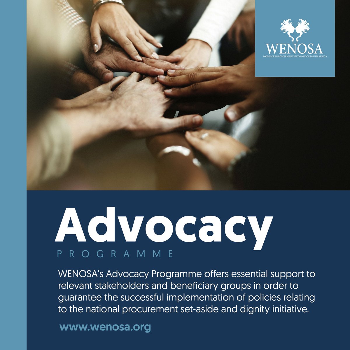 _WENOSA's tweet photo. #GetToKnowUs 💡

Programme 5 of 5: Our key objectives are to eliminate period poverty, which affects approx. 7 million women &amp; girls in South Africa, &amp; to ensure that the 40% national procurement budget set-aside for women-owned businesses is distributed accordingly.

#WENOSA https://t.co/wLq0VSpJtR