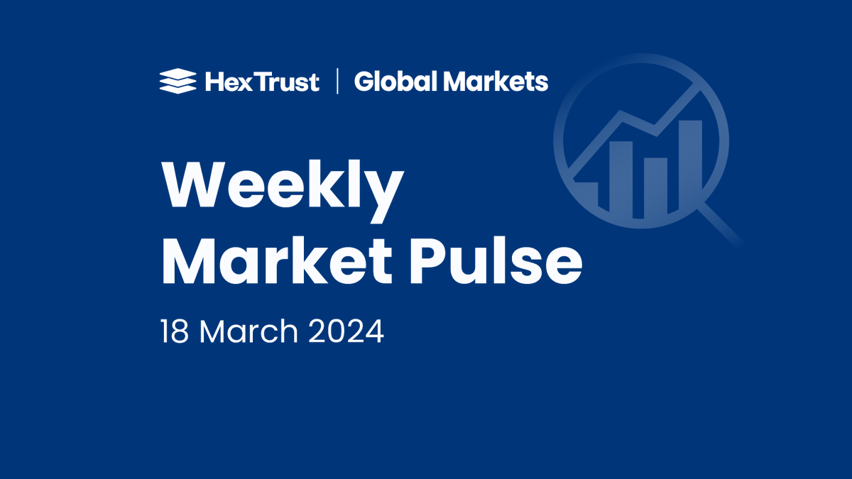 Hex_Trust's tweet photo. 🧵Market Pulse: BTC hit new all-time highs, surpassing $1B in daily flows, but fell ~0.8%% for the week. ETH underperformed after its #DencunUpgrade, while SOL surged ~40% with higher volume than ETH and its layer-2 solutions combined. Tokens like JUP, WIF, TON, and NEAR also gained. Equities struggled, S&P 500 down 0.37% and Nasdaq 100 down over 1%. US 10-year yields rose, crypto-equity correlation remained high, and the Fed meeting held uncertainty. DXY rose, but Gold retraced from ATH.⤵️

1/5