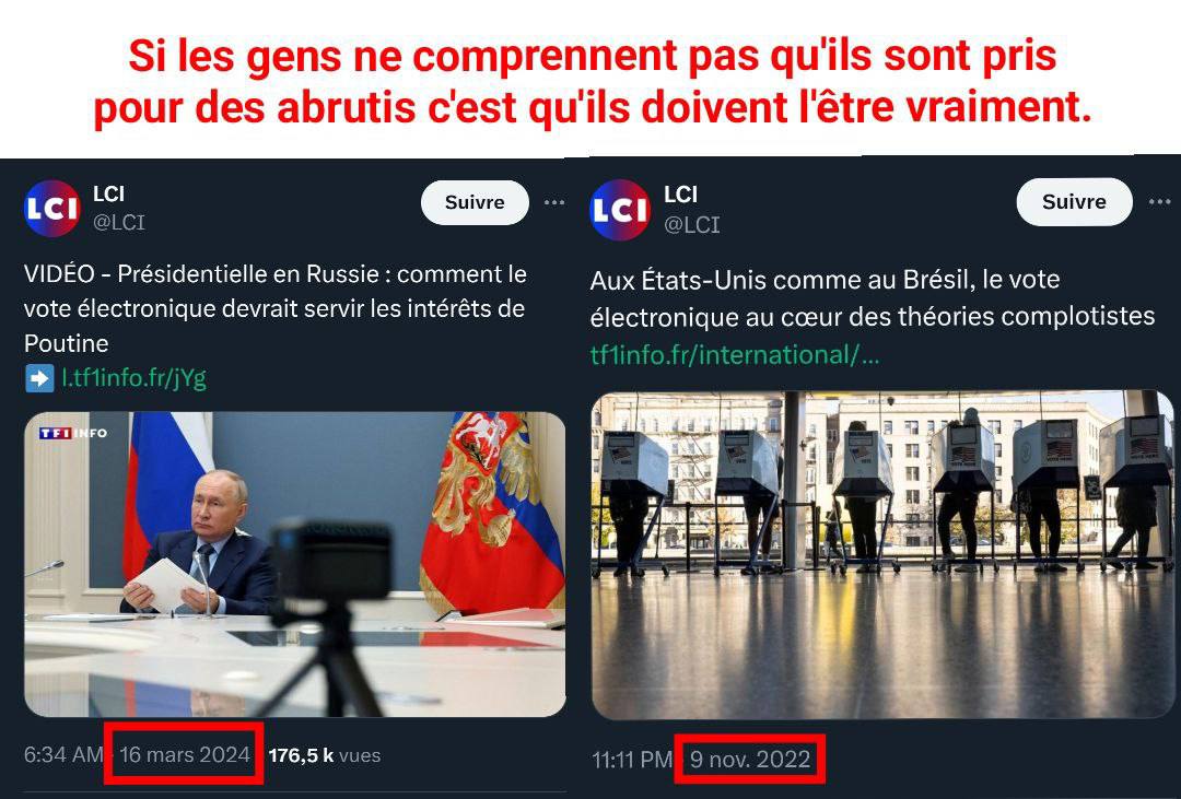 Le double standard : 
- dénoncer le vote électronique en Russie, c'est bien.
- dénoncer le vote électronique aux USA, c'est complotiste.

Un peu d'honnêteté : organisé aux USA ou en Russie, le vote électronique peut faire l'objet de fraudes.

#MHSCPSG l #SRFCOM l #Danilo l…