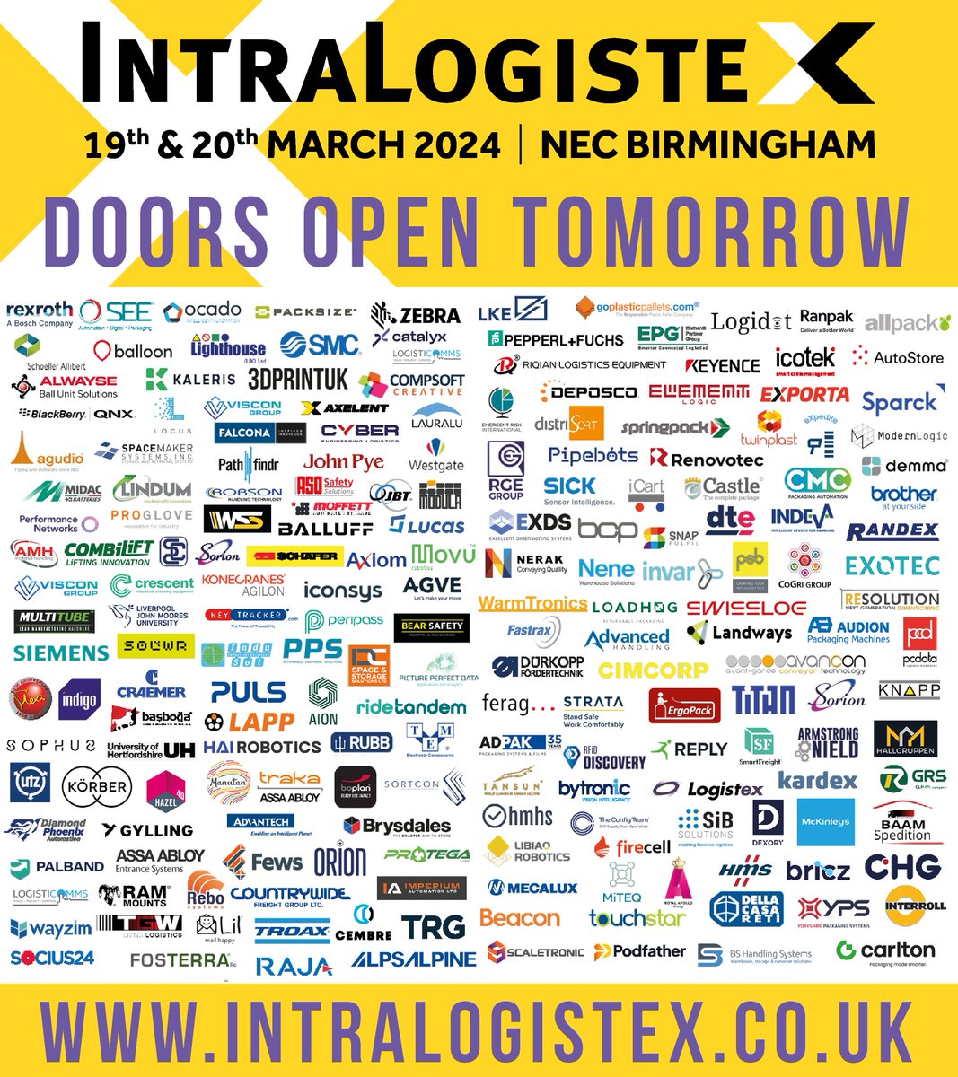 🟡 ⚫️ See you all tomorrow for the UK's largest gathering of logistics and warehousing professionals and solution providers! 🟡 ⚫️

It's not too late to register for free!
intralogistex.co.uk

#ILX24 #logistics #warehousing