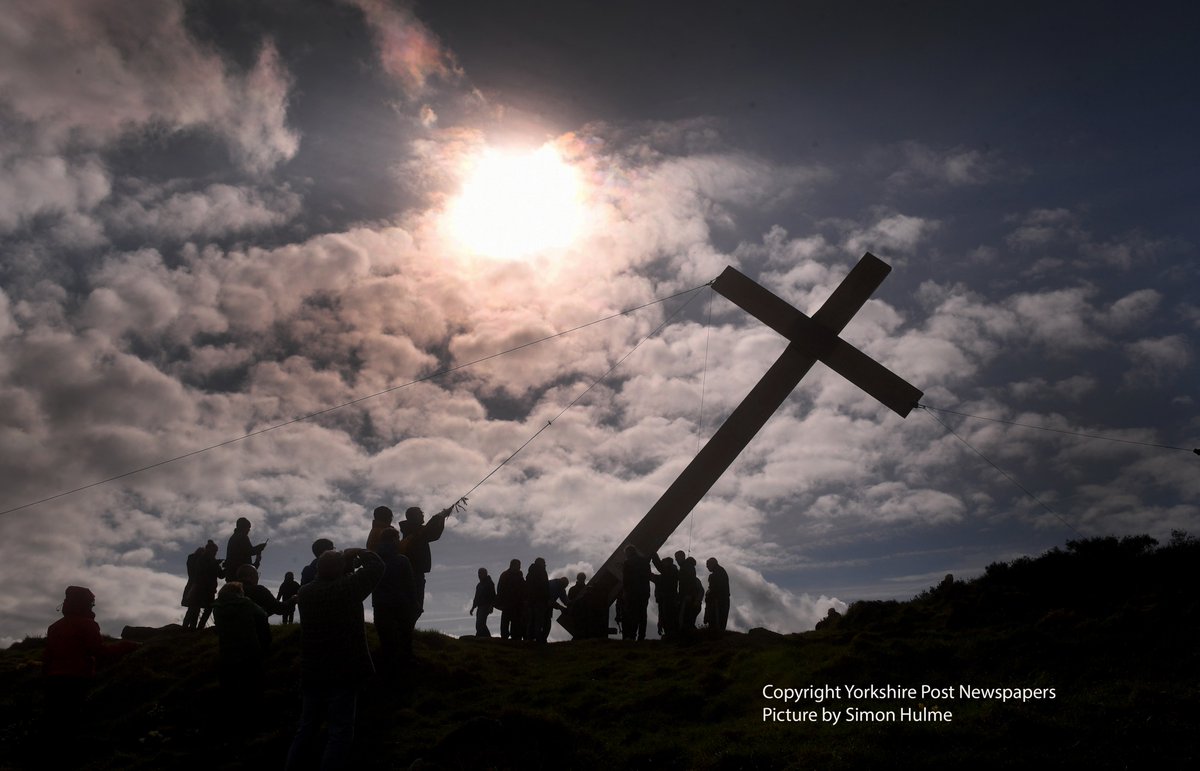 Raising of the Easter Cross on Otley Chevin see mondays @yorkshirepost @MarisaCashill @JayMitchinson #photography #photo #easter2024 #Easter #Yorkshire