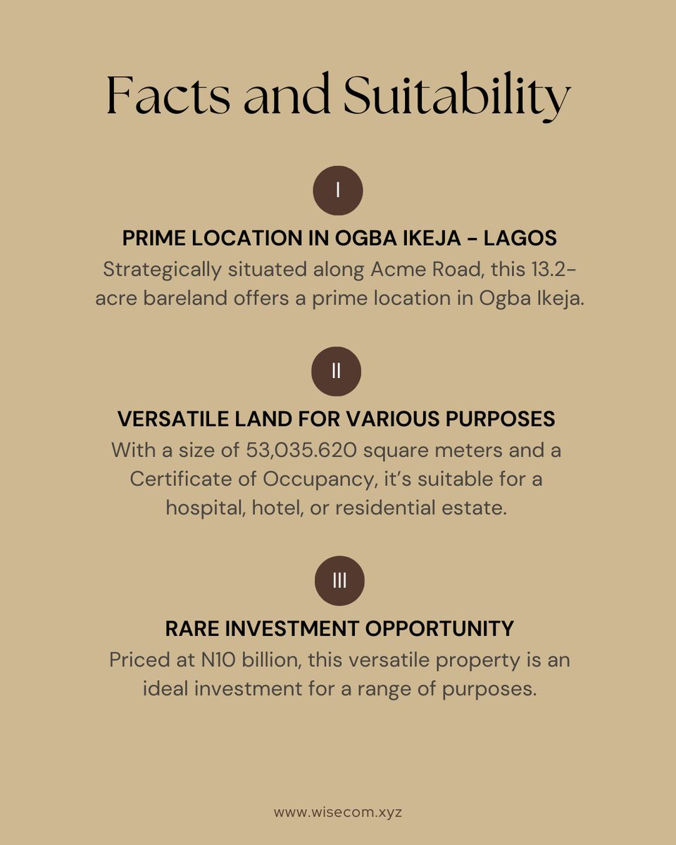 WeAreWisecom's tweet photo. Acme Road, Ogba Ikeja.
SUITABILITY: Hospital, Luxury Hotel, Event Center, Factory, Warehouse, Banking Hall, Shopping Mall, Residential Estate, etc.
PRICE: N10 Billion Naira.
.
Tel: +2348097370052, 08036304500
Website: https://t.co/dsbVTluJpu
.
#land #warehouse #wisecom https://t.co/QtDmOXbO2i