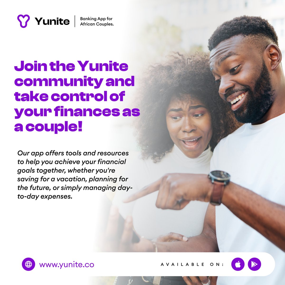 Join the Yunite community and take control of your finances as a couple! 

💖📈 #Yunite #FinancialGoals #CouplesFinance