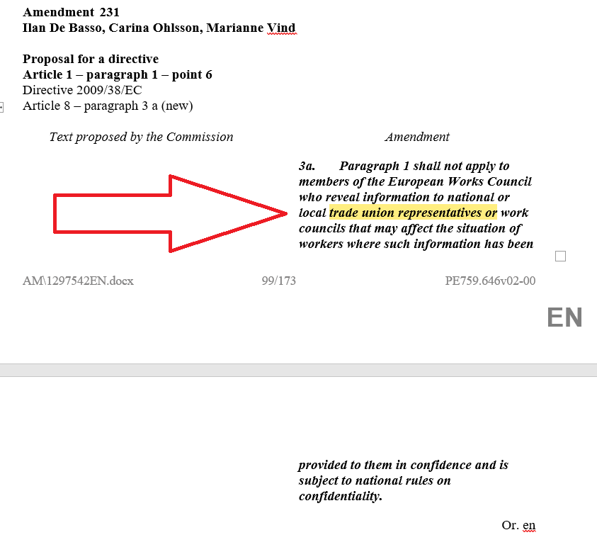 Tomorrow, <a href="/EPSocialAffairs/">EMPL Committee Press</a> [<a href="/RadtkeMdEP/">Dennis Radtke</a>] debates #EuropeanWorksCouncils!

Let's ensure ALL labor markets benefit by extending confidential info access not just to local work councils, but also to #TradeUnion reps.

Support <a href="/ilandebasso/">Ilan De Basso</a> <a href="/carinagohlsson/">Carina Ohlsson</a> <a href="/MarianneVind/">Marianne Vind</a> Am. 231!

#EWC