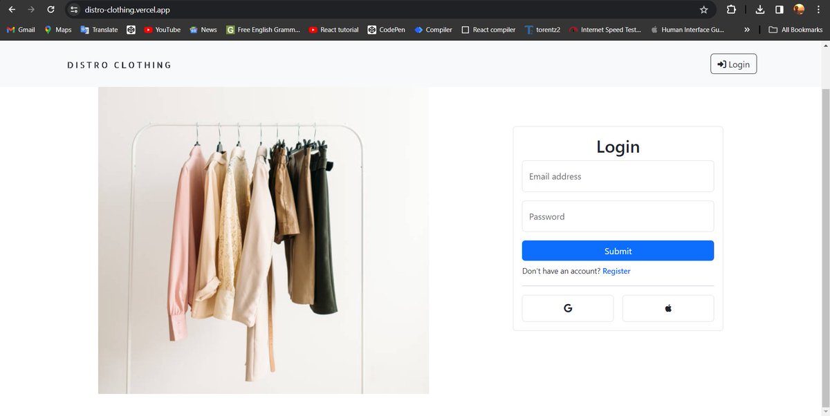 And done with the deployment of E-commerce project made using MERN Stack...
Still on resolving bugs and updating UI components (product cards and modal).

Please visit the link - distro-clothing.vercel.app
P.S. The Google sign-up option has turned off for now
#LearnInPublic