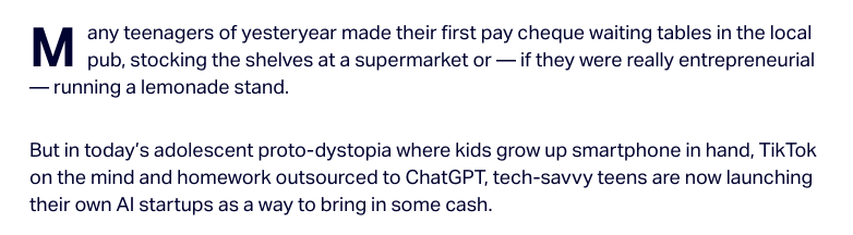 Generation Alpha (yup, new one on me too) is busy founding AI startups...

Fascinating report from <a href="/timmpsmith/">Tim Smith</a> <a href="/Siftedeu/">Sifted</a> 

sifted.eu/articles/teena…