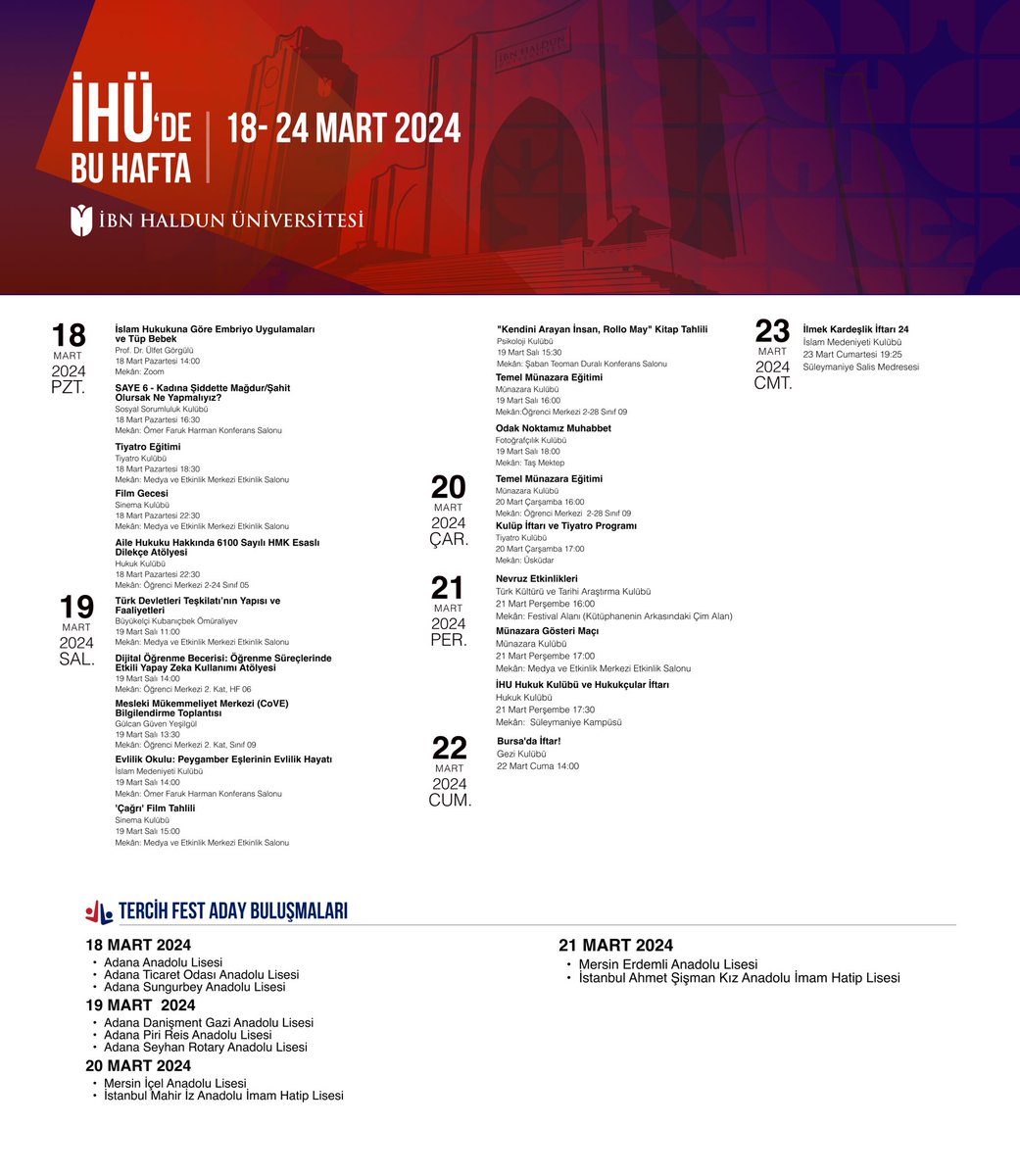 İHÜ’de Bu Hafta 18-24 Mart 2024 #İbnHaldunÜniversitesi