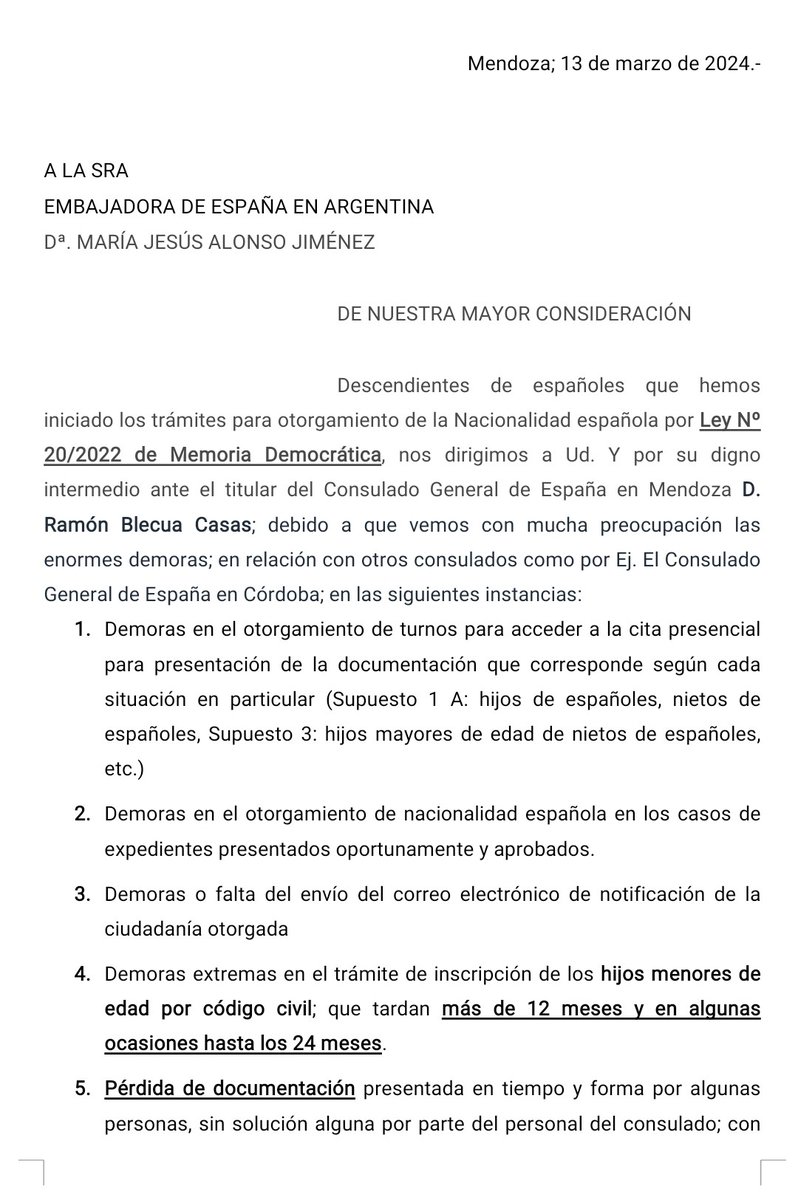 LMD_MDZ's tweet photo. ⚠️DEMORA EXCESIVA Y DEFICIENCIA EN GESTIÓN 
 Consulado de Mendoza⚠️
@ramonblecua @codeunidos @CeDEU2 @CasaReal @DavidCasarejos @democratica2023 @EmbEspArgentina  @jmalbares @jmalbares @justiciagob @felixbolanosg @jmalbares @justiciagob @LeyMemoria @MAECgob @PiliCancela https://t.co/jSAuf6GZP8
