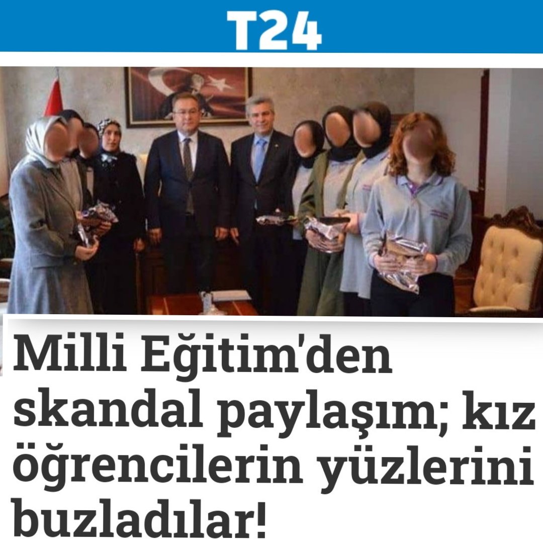 📌 Milli Eğitim'den skandal paylaşım; Kız çocuklarının yüzleri yok sayıldı❗

🛑 #Derince Milli Eğitim Müdürlüğü, #Sosyalfest Türkiye üçüncüsü olan Derince Kız Anadolu İmam Hatip Lisesi kız öğrencilerinin yüzlerini buzlayarak paylaşım yaptı.

🛑 Kız çocuklarını sadece