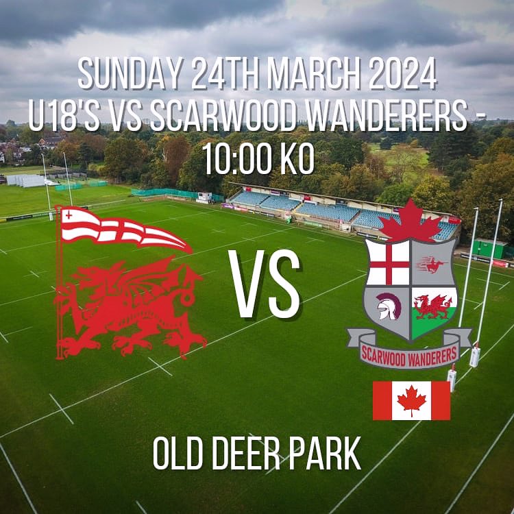 U18’s are playing a Canadian Touring team (combination of two schools) on Sunday 24th at 10am @OldDeerPark @LondonWelshRFC @lwsupporters
