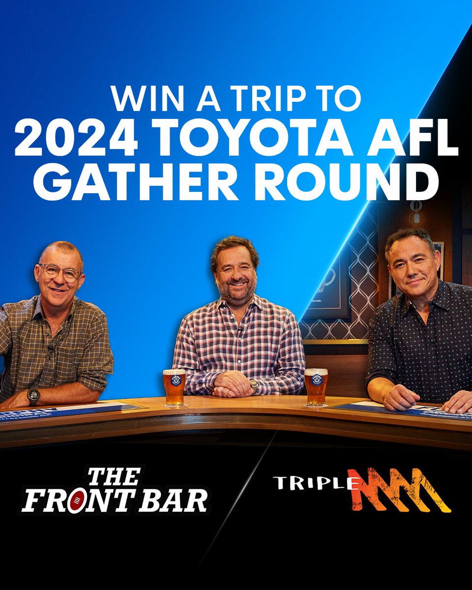 @thefrontbar7 and Triple M want to take you and a friend to the 2024 Toyota AFL Gather Round in South Australia! Tune into The Front Bar Wednesday night from 8.30 on Seven and @7plus then listen to Triple M Breakfast the next morning to win. TripleM.com.au for TCs.