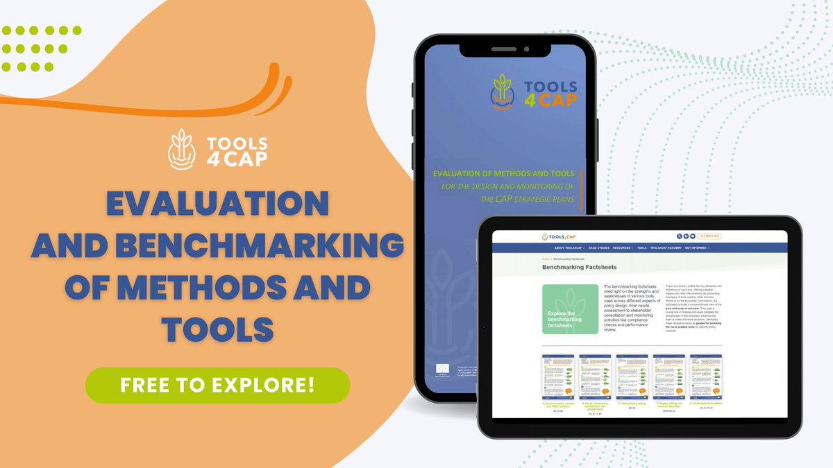 🎯 Seeking to enhance the efficiency of #CAP Strategic Plans? Dive into the #Tools4CAP benchmarking factsheets!📊 They offer insights into the strengths & weaknesses of key tools used by Member States, guiding policymakers toward effective strategies. ⏩ bit.ly/3PrXrGt