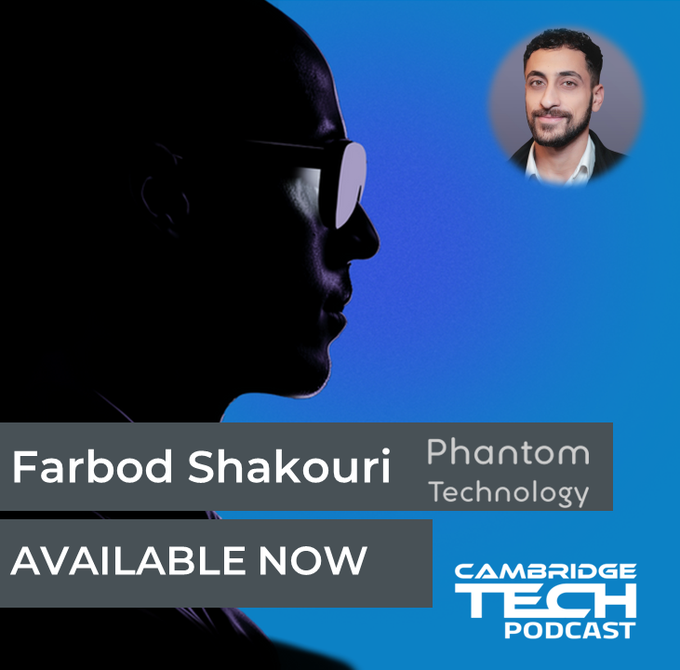 This @CamTechPod episode features Farbod Shakouri of @PhantomTechLtd, an #SJIC based AI-powered wearable technology #startup. Listen here: ow.ly/Hpot50QB4Jh #Cambridge #Tech #AI #Podcast