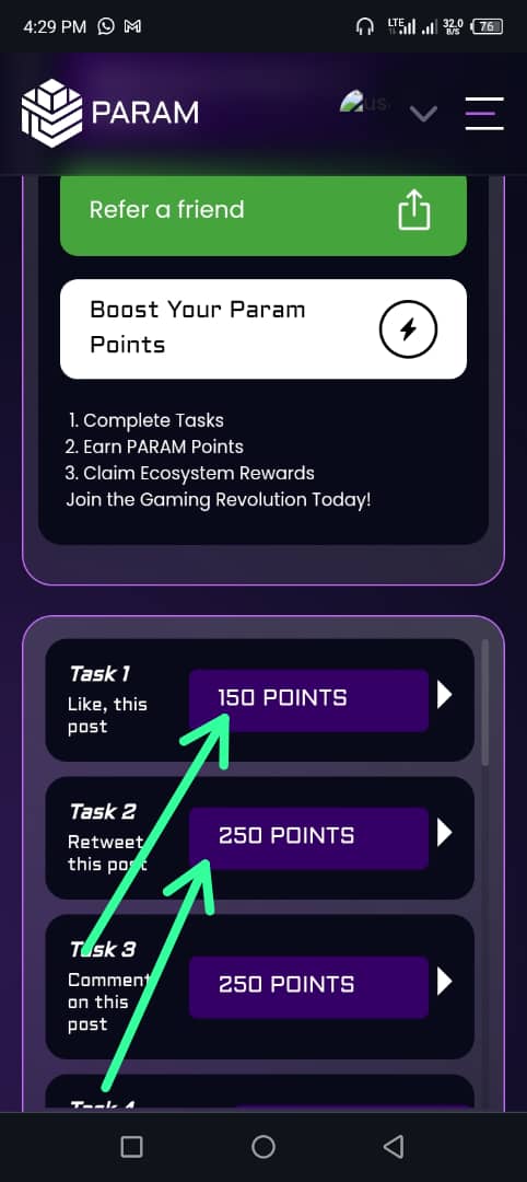 You can't afford to miss this Airdrop👇

PARAM Gaming Social Fi Project... 
*Free sign up*
paramgaming.com/?referCode=265…

Sign Up, Perform Tasks And 
Collect Points.
More Points More $PARAM Token Airdrop.
*Make sure you perform all the tasks.
Connect your X account before the task.