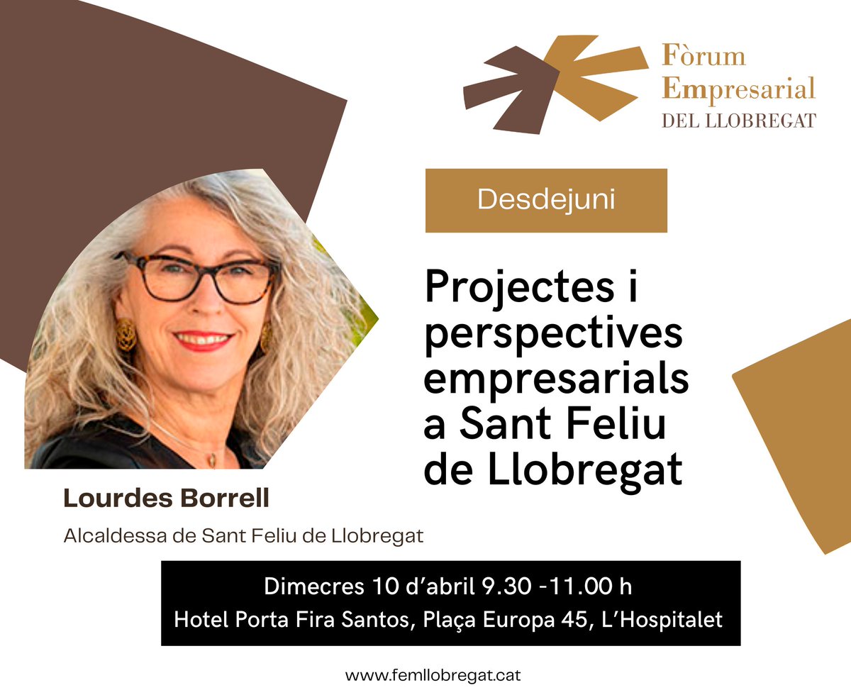 👉 Desdejuni amb @BorrellSF, Alcaldessa de Sant Feliu de Llobregat 📆 10 d'abril ⏰ 9.30 - 11.00 hores 📍 Hotel Porta Fira Santos 📲 femllobregat.cat/activitats-det… #DesdejunisFòrum