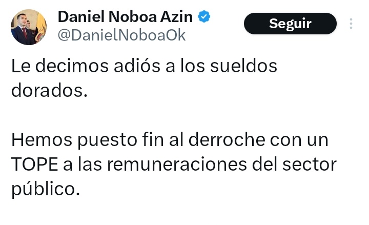 Marisol_Bowen's tweet photo. A ver @DanielNoboaOk: el decreto existe desde el 2015 que @MashiRafael dispuso la reducción a funcionarios de nivel jerárquico superior, y en el Art. 3 de la LOSEP. Mejor cobra los 88 millones de impuestos que exportadora Noboa debe, en lugar de andar descubriendo el agua tibia. https://t.co/ASURlAdZ5O