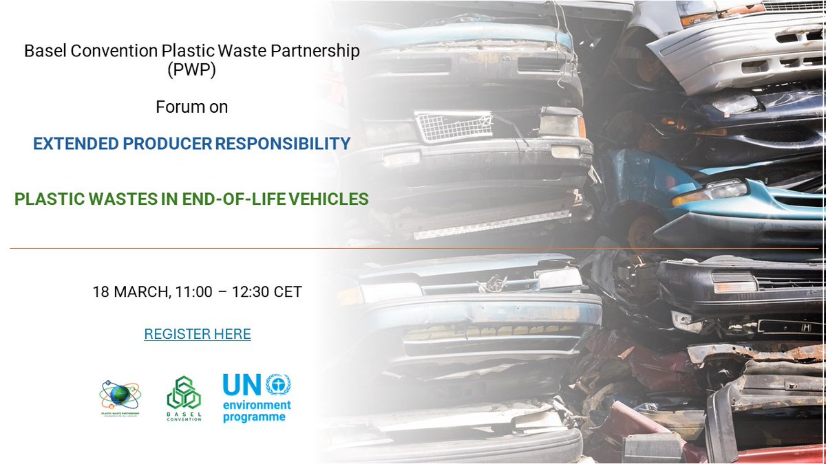 brsmeas's tweet photo. 🌍 Join us for the third session of PWP Forum on Extended Producer Responsibility (EPR) for Plastic Wastes in end-of-life of vehicles.
📅 TODAY: March 18th, 2024
🕚 11:00 a.m. CET
Join here: https://t.co/GRsP7IdAM0
#EPR #PlasticWasteManagement #BaselConvention https://t.co/aewHIFXMP2