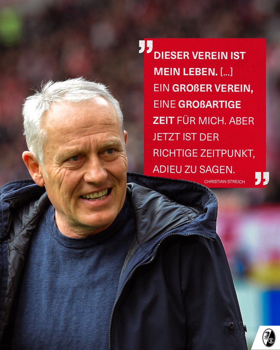 Christian Streich hört nach 29 Trainer-Jahren beim #SCF zum Saisonende auf.