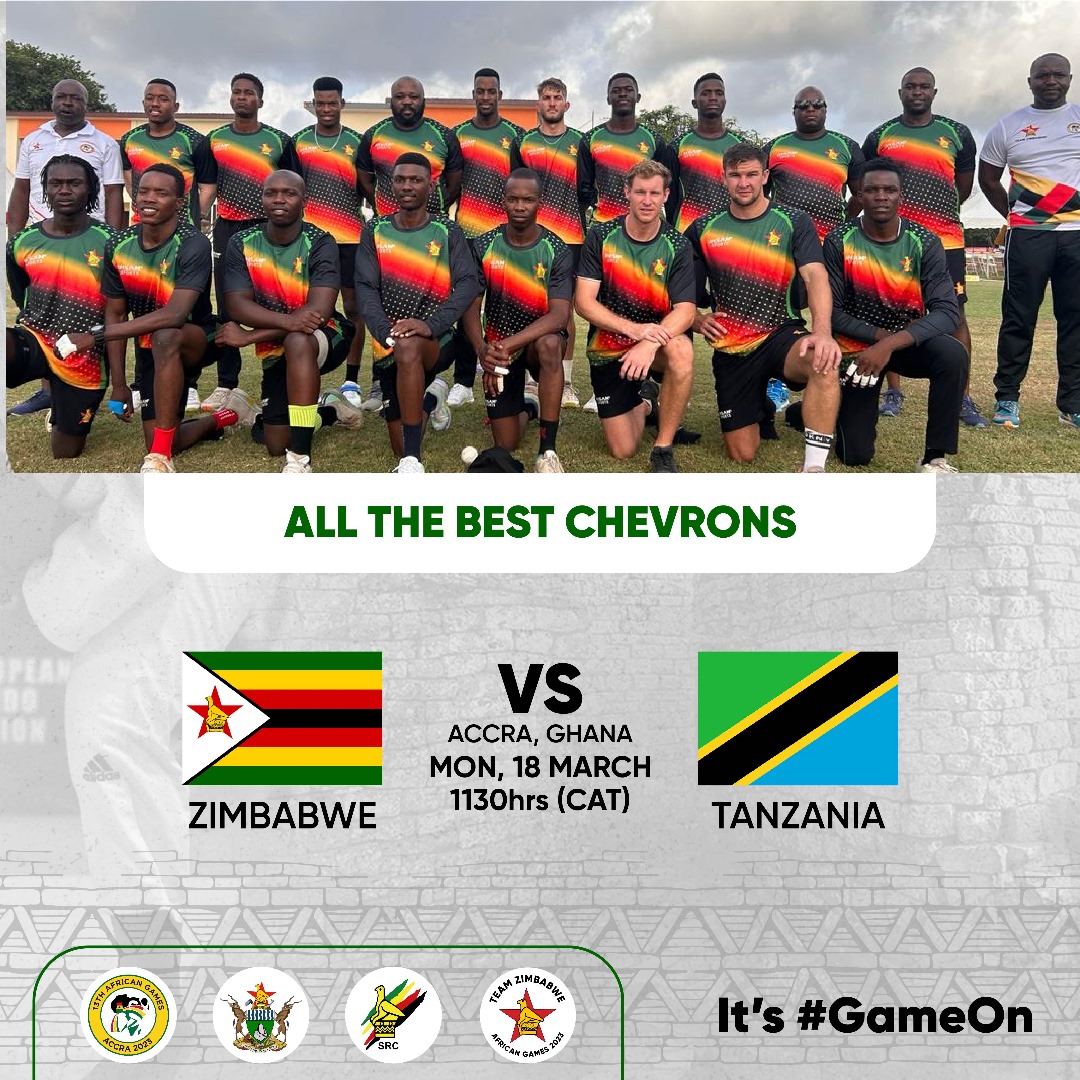 The Chevrons are geared up for their second match- at the 13th African Games against Tanzania. Let's roar with them for victory! Its #GameOn #TeamZimbabwe #AfricanGames #GoTeamZim #BringHomeTheGold #GoChevrons