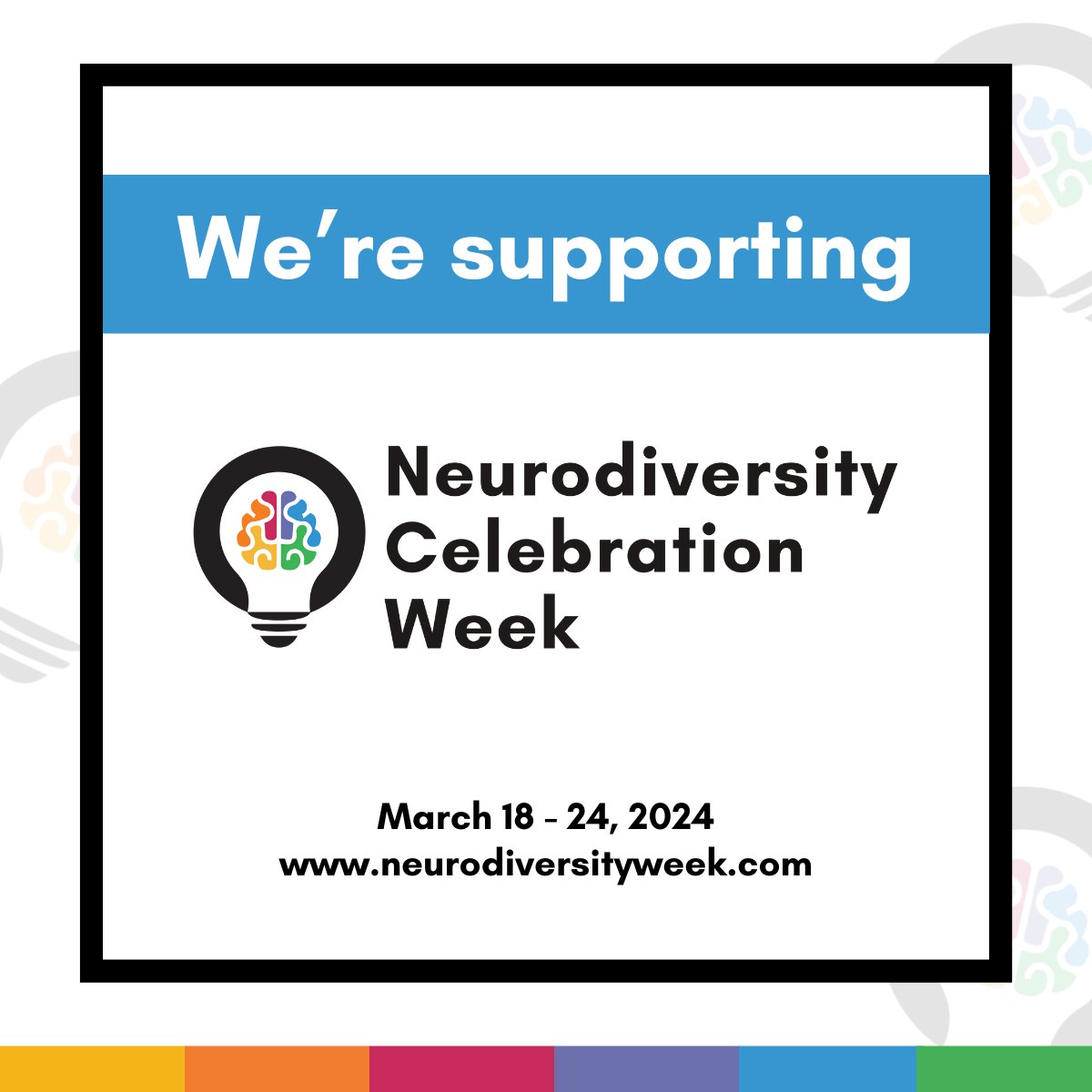 We’re proud to be supporting Neurodiversity Celebration Week 2024!🌟Neurodiversity Celebration Week is a worldwide initiative that challenges stereotypes and misconceptions about neurological differences.

#NeurodiversityCelebrationWeek #NeurodiversityWeek #NCW #ThisIsND