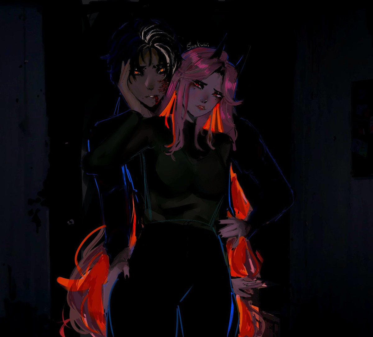 Yansvet1's tweet photo. I don’t know what it is, but I like it.... I ruined everything hahaha Sorry. Why does Akira’s hair glow because he wanted to😎, and well, I’m also attaching one sketch, I drew from a stain.. whether it worked out or not, I don’t know, but I definitely liked it) https://t.co/QXqwduyvqg