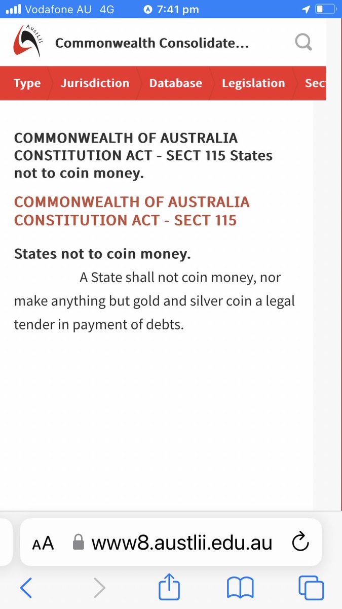 A cashless society is not possible in Australia according to our Constitution