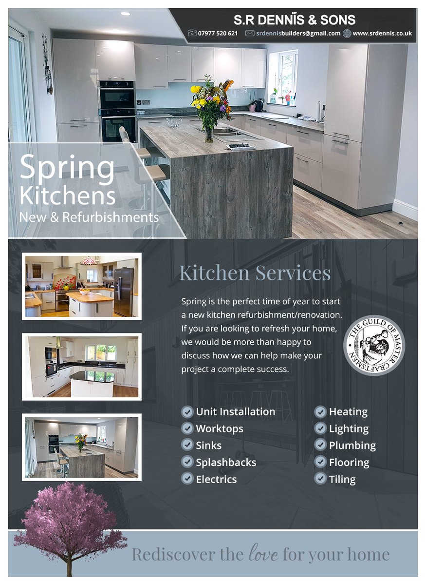 🌷Spring is the perfect time of year to start a new kitchen refurbishment.  We install &amp; fit kitchens using high quality materials, fixtures &amp; fittings. If you are looking to refresh your kitchen, we would be more than happy to discuss how we can help make your project a success.