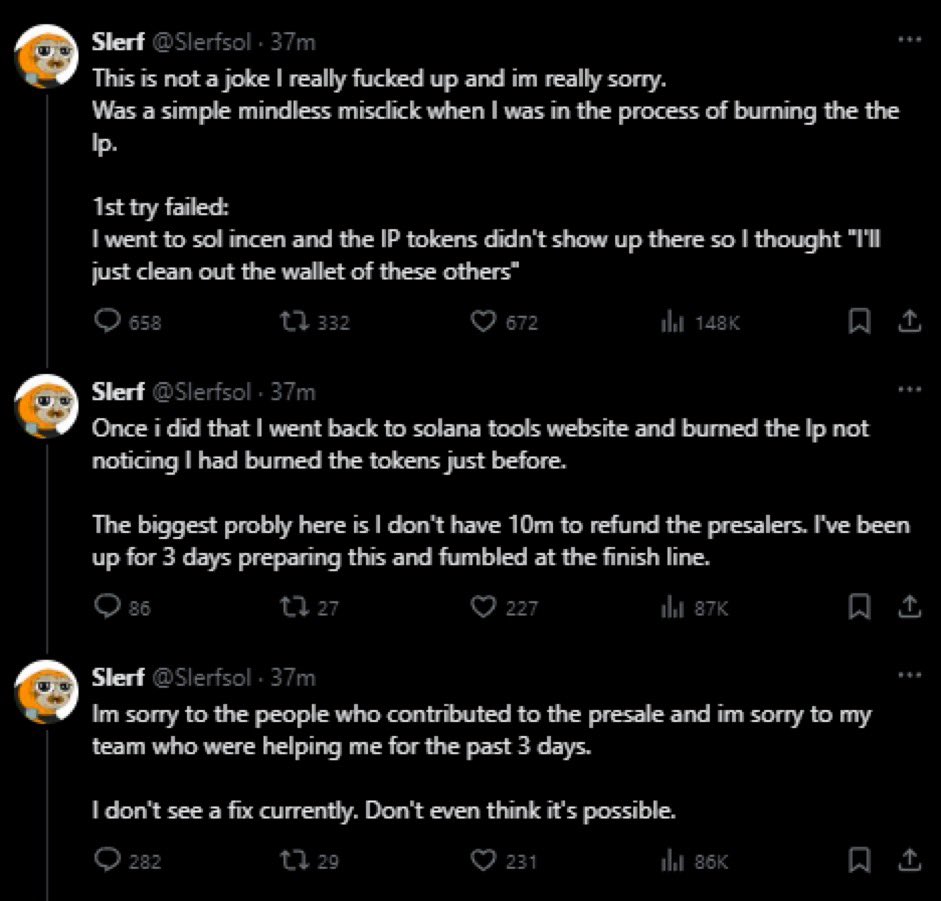 Crypto_Crib_'s tweet photo. This Twitter just raised $10M in SOL for a presale, and then accidentally burnt all of the tokens 🔥

Never a dull day in crypto! https://t.co/FczDJAoUE4