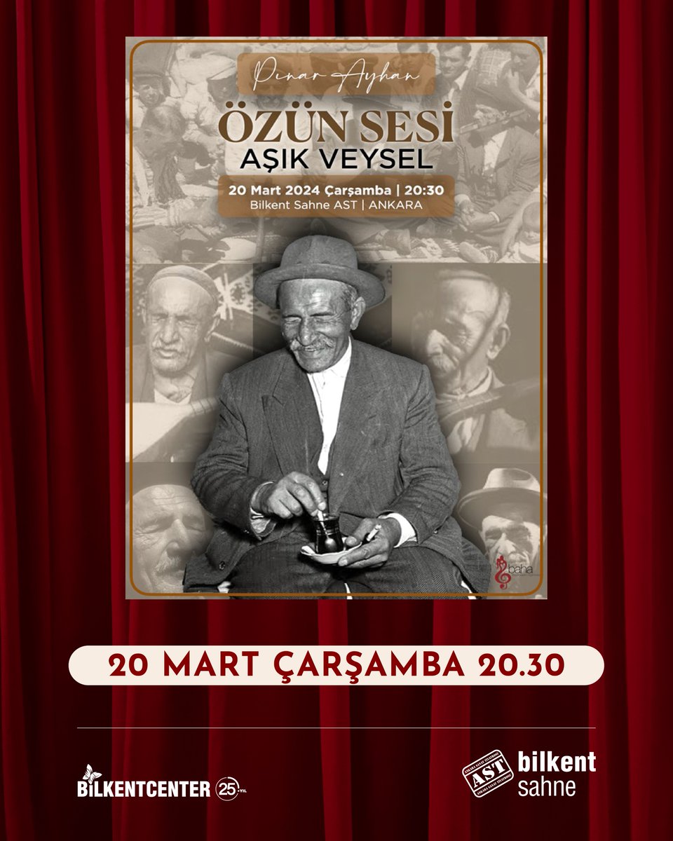 Özün Sesi Aşık Veysel, 20 Mart Çarşamba akşamı saat 20.30’da Bilkent Sahne AST’ta!🎭 #tiyatro #sanat #ankarasanattiyatrosu #AkademiAST #BilkentSahne #AST #BilkentCenter #Ankara